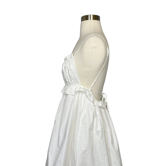 Lulus White Cotton Empire Waist Backless Mini Sz M - Picture 6 of 12